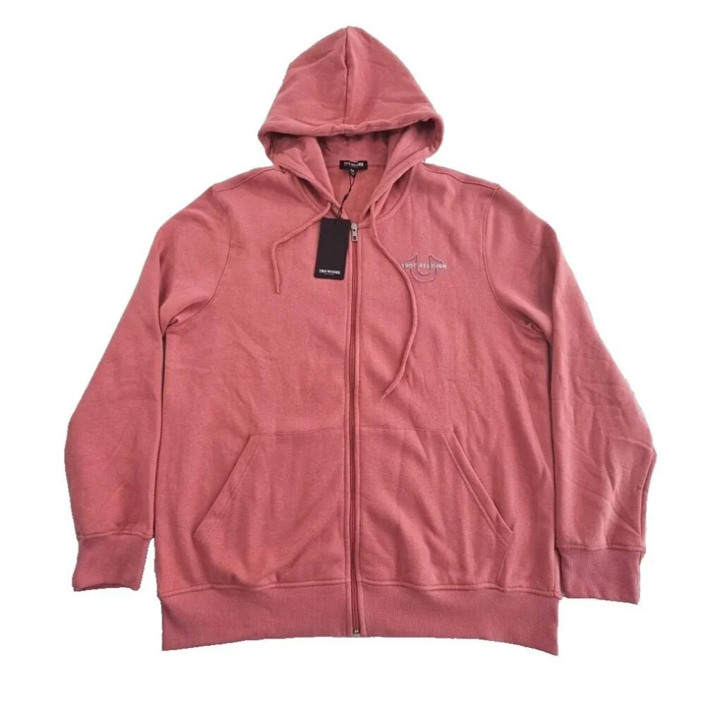 True Religion Full Zip‎ Fleece Hoodie Men's XL Brandied Apricot NEW Logo NWT